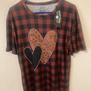 Crazy Train Red and Black Buffalo Plaid Tee